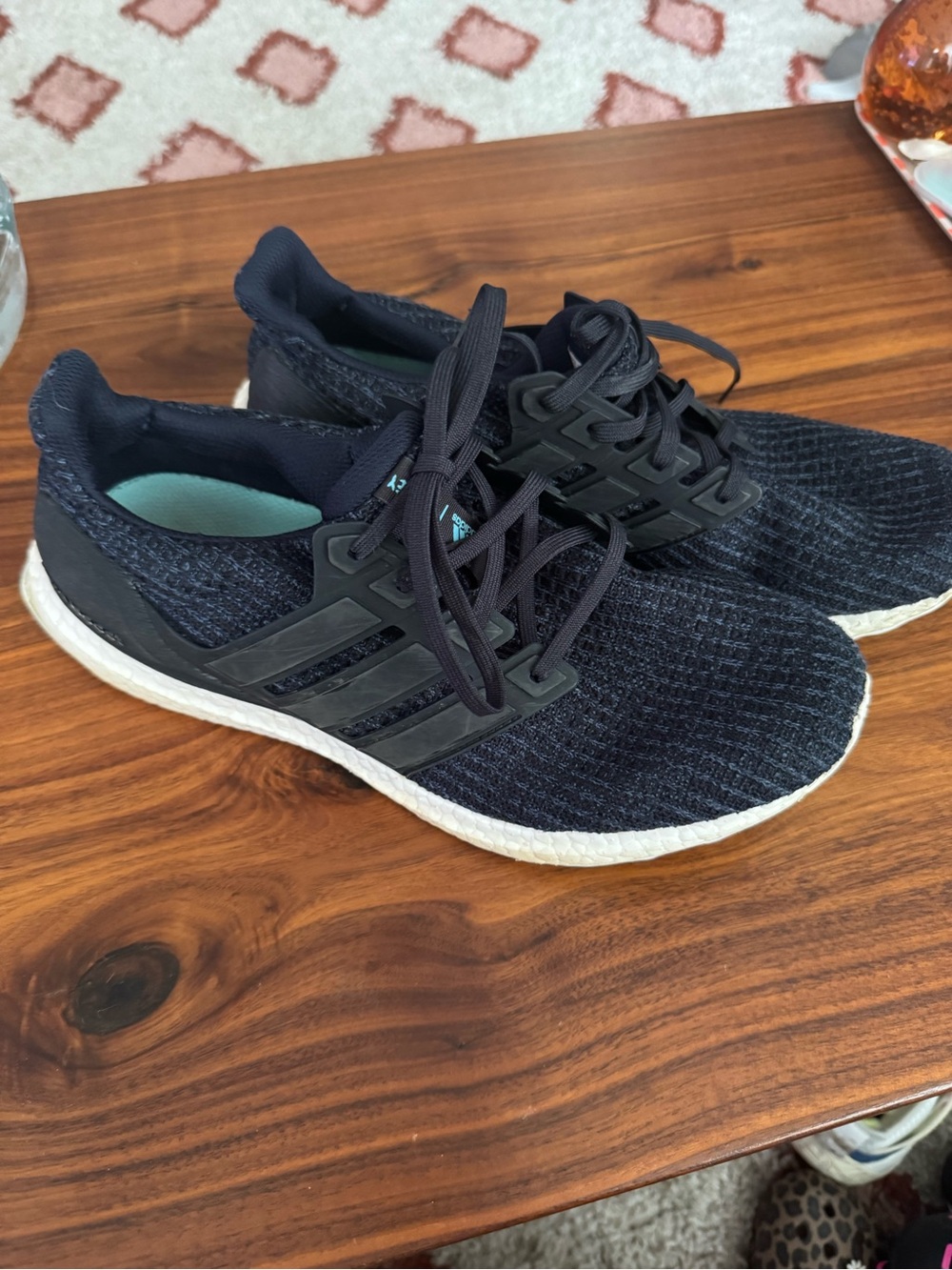 adidas Black Knit Lace-Up Sneakers with White Sole